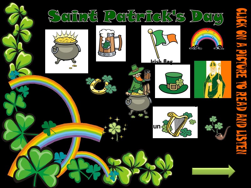 Saint Patrick's Day horseshoe Pot of gold rainbow beer Irish flag Saint Patrick hat